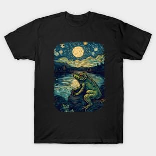 Vincent Van Gogh Starry Night  Frog Art T-Shirt